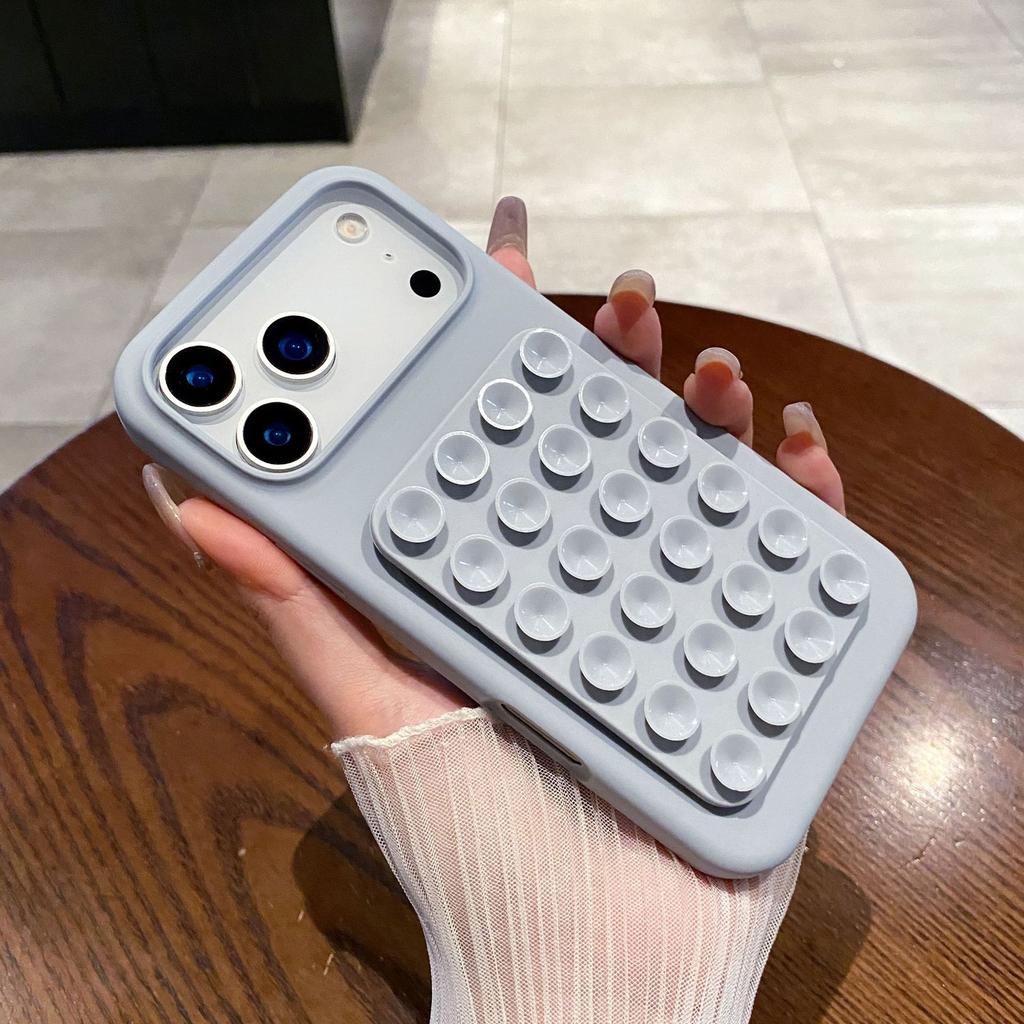 Suction Cup Silicone Phone Case, Hands-free Sticky Holder Cover, Shockproof Anti-slip Back Case for IPhone
