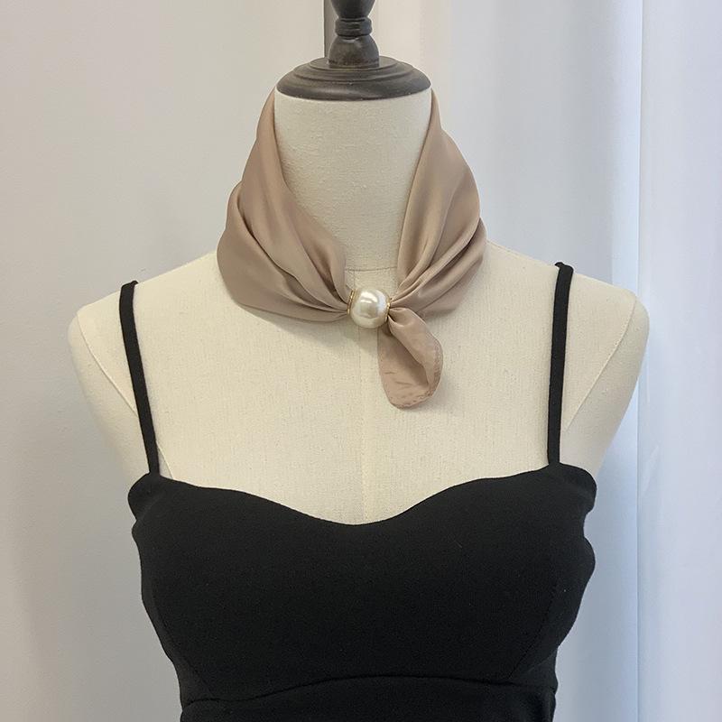Шелковый шарф новое жемчужное ожерелье весенне-летний тонкий магнитная застежка ленивый шелковый шарф женский шарф-подвеска цепочка на ключицу