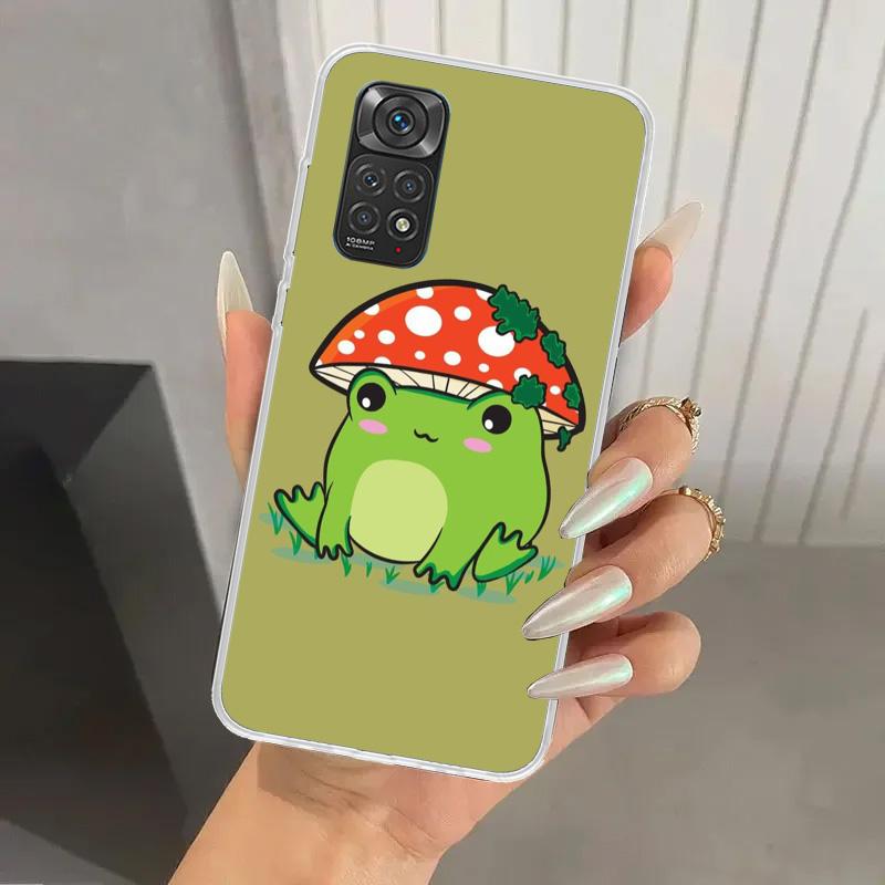 Коттеджкор Лягушка Гриб Кавайный Чехол для Телефона для Xiaomi Redmi Note 15 14 14S 13 12S 12 Pro 11S 11 Plus 11T 11E 10S Мягкий Funda Pri