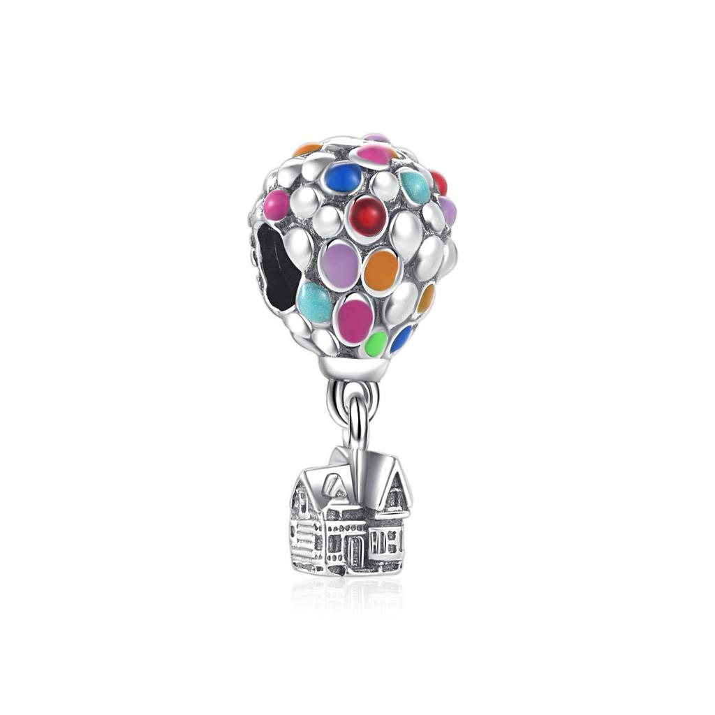 925 Silver Air Balloon Rose Girl Charms Fit European Bracelet, DIY Jewelry Making Accessories for Women
