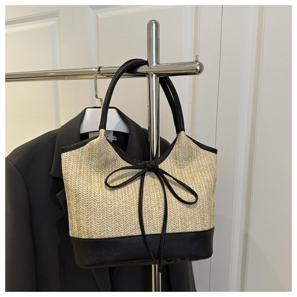 Large Capacity Straw Shoulder Bag Elegant Women's Handbag Korean Weaving Tote Bag Beach