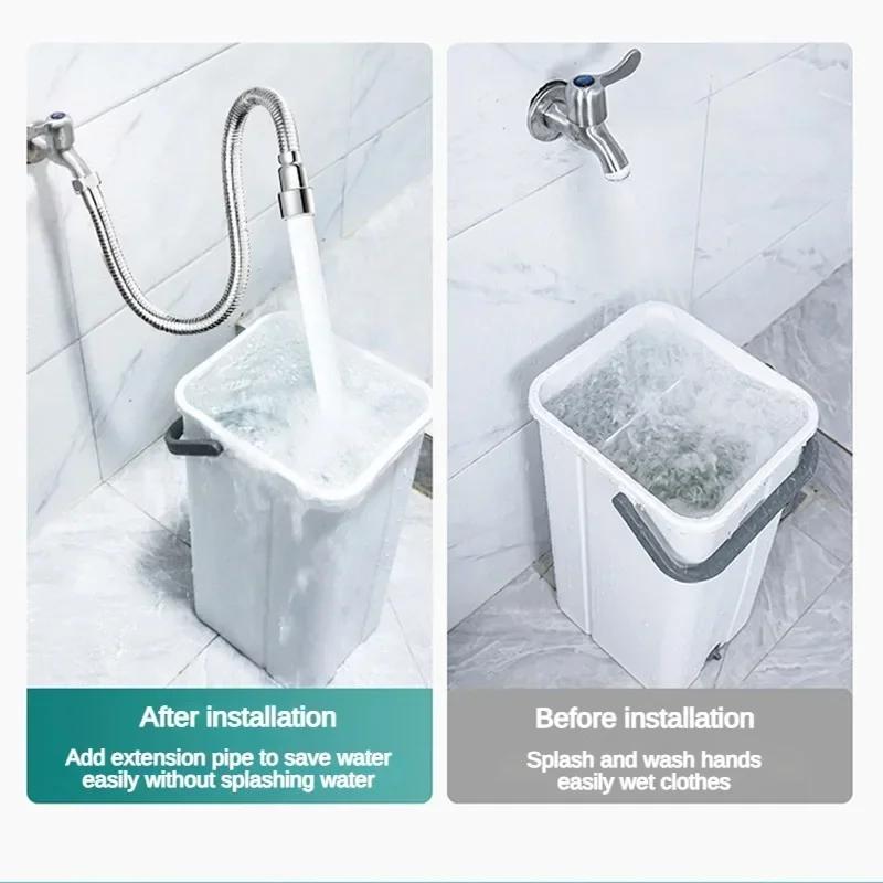 16-60cm Universal Faucet Extender Stainless Steel 360° Rotation Kitchen Sink Anti-Splash Nozzle Aerator Extension Hose