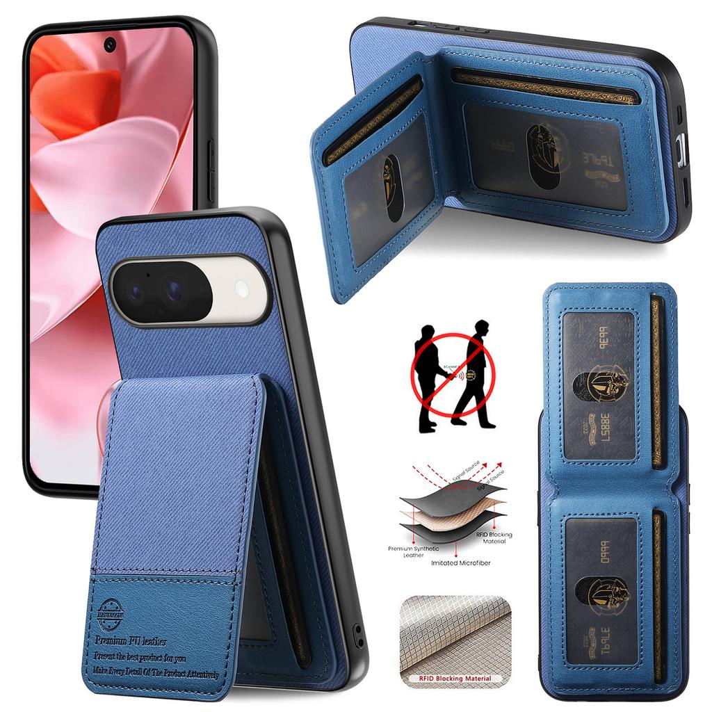 For Google Pixel 9/Google Pixel 9 Pro/Google Pixel 10 Case Cloth Texture Leather+PC+TPU RFID Blocking Phone Cover with Card Holder