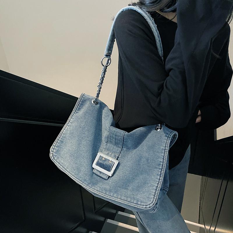 Сумка-мессенджер из денима, женская сумка через плечо, сумка через плечо с цепочкой
