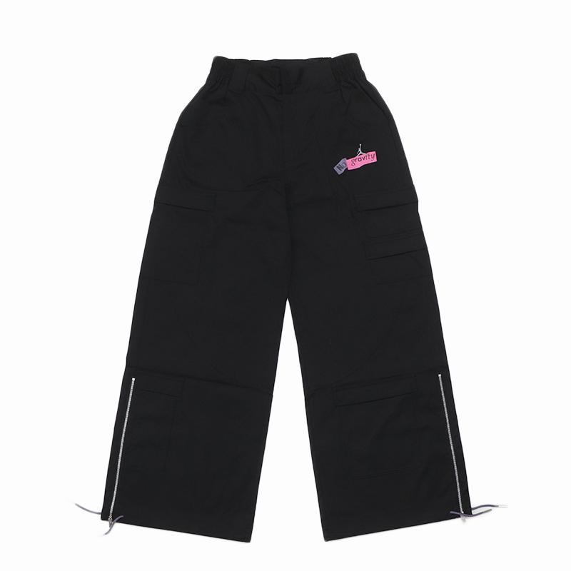 Jordan Letter Elastic High Waist Loose Wide Leg Cargo Pants Women Pants Black HF6422010