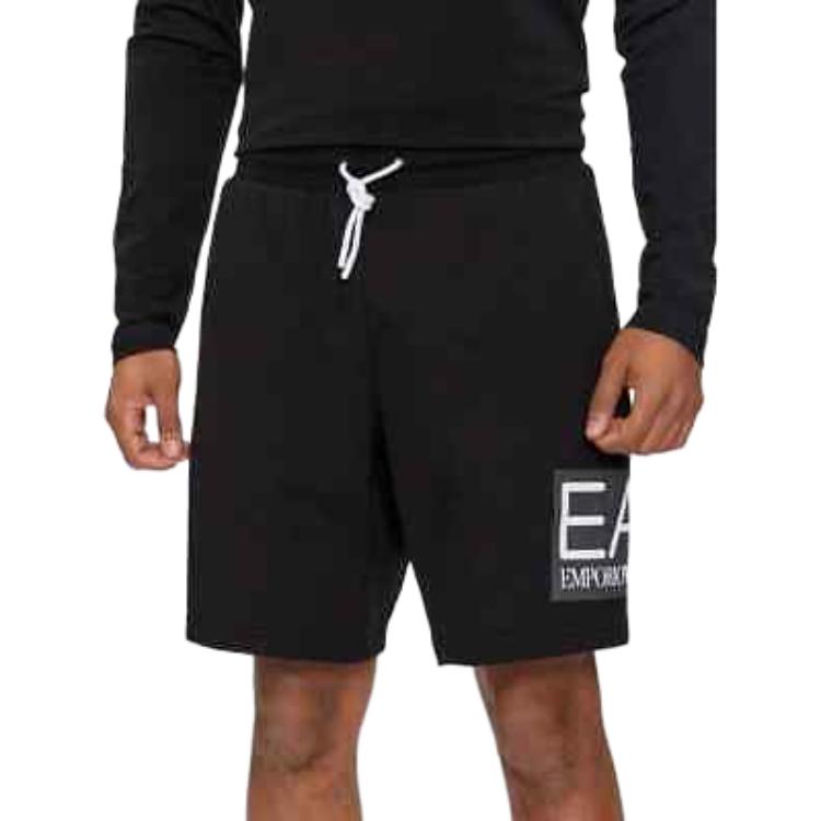 Emporio Armani EA7 Весна-Лето 2024 Логотип Принт Буквы Пояс На Шнурке Повседневные Шорты Мужские шорты Черный 3DPS63-PJ05Z-1200