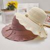 Foldable Bow Sun Protection Hat Knitted Breathable Wave Sun Hat Summer New Women's Large Eave Hat