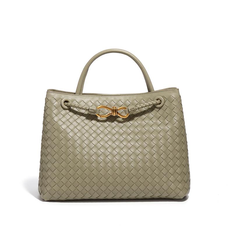 Винтажная плетеная сумка-тоут с металлической пряжкой - Универсальная сумка через плечо и кроссбоди