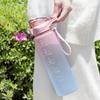 1-литровая бутылка для воды с соломинкой, большие портативные дорожные бутылки для женщин и девочек, спортивная чашка для фитнеса, летняя холодная вода со шкалой времени