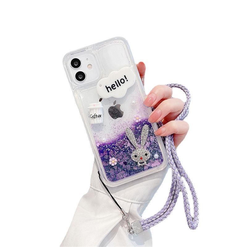 Силиконовый чехол для телефона Quicksand со шнурком для моделей Xiaomi 10, 11T Pro, Max 2, CC9, 8 — полный комплект с мультяшными рисунками для женщин и молодежи.