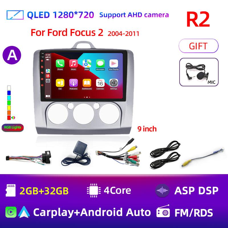 Android 12 Car Radio for Ford Focus 2 3 Mk2 Mk3 2004 2005 - 2011 Multimedia Player Navigation GPS 2Din Carplay Stereo DVD
