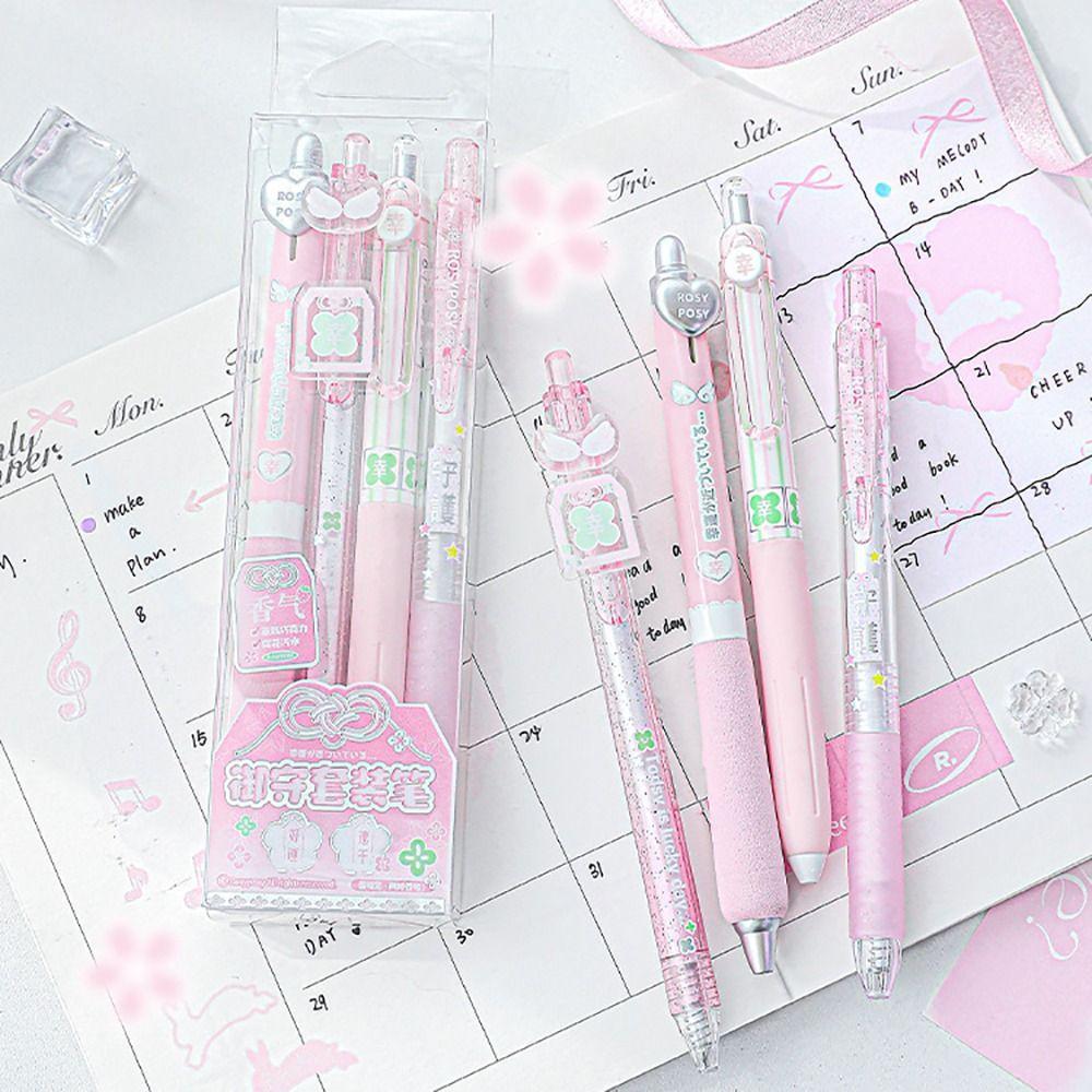 4Pcs 0.5mm ST Nib Press Neutral Pen Black Ink Error Correction Pen School