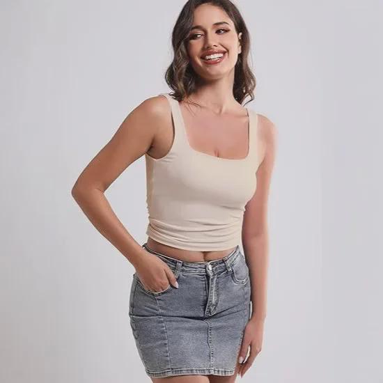 Женская летняя майка без рукавов с квадратным вырезом - Стильный дизайн