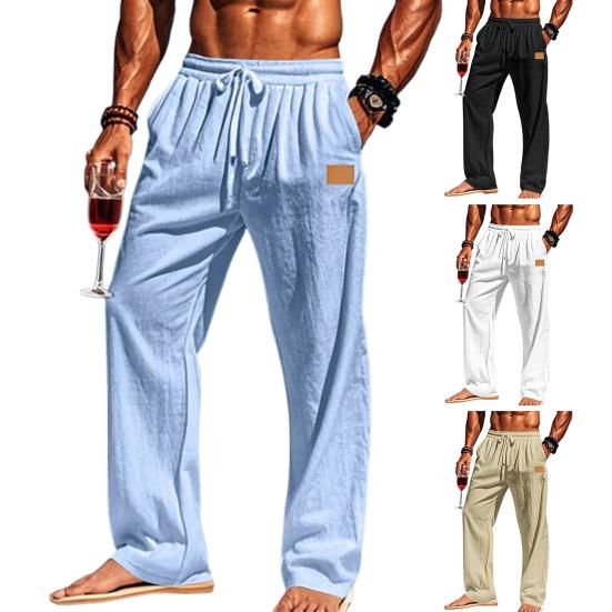 Мужские повседневные брюки свободного кроя, однотонные брюки с завязками на талии для фитнеса, бега, активного отдыха