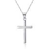 S925 Sterling Silver Smooth Cross Pendant Necklace for Men and Women - Versatile Long Sweater Chain
