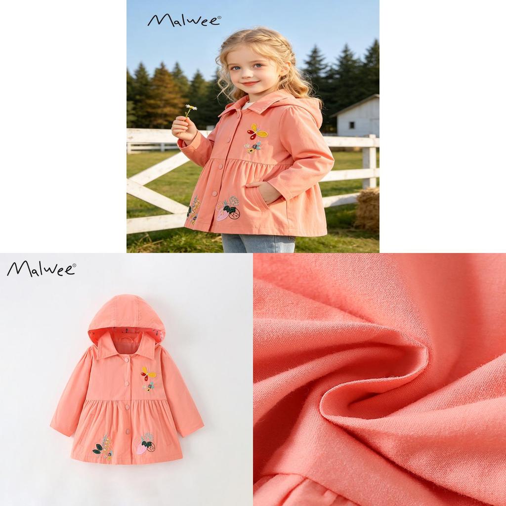 Children Autumn Cartoon Cotton Hooded Jacket For Girls