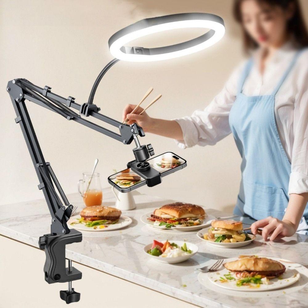 With Fill Light Mobile Phone Holder Adjustable Height Clamp Type Phone Holder Live Learning