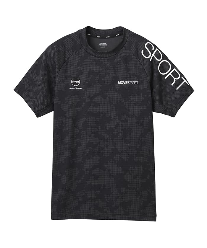 Move Sports Descente Футболка мужская с коротким рукавом для тренировок с защитой от УФ-лучей, размер M, защита, влагоотводящая, быстросохнущая, эластичная, футболка, DX-C2854AZ, черная,