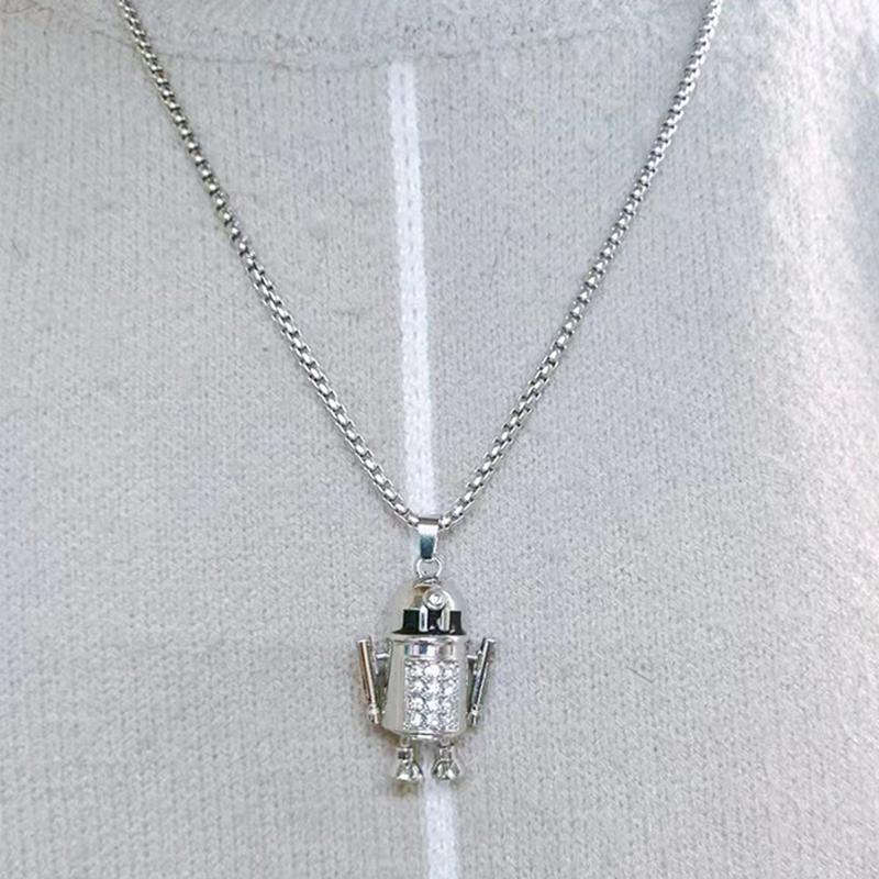 Новый мобильный подвесной робот, мужское уличное ожерелье в стиле хип-хоп, женская цепочка для свитера из нержавеющей стали