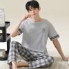 Summer Men's Pajamas Short Sleeves Long Pants Pijamas Suits Thin Sleepwear Can Be Worn Outside Cotton Home Wear Sports Pyjama