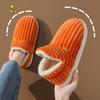 Warm Winter Couple Style Concise Solid Color Wrap Heels Plush Slippers Non Slip Warm Flip Flops Women Men Home Casual Cotton Shoes