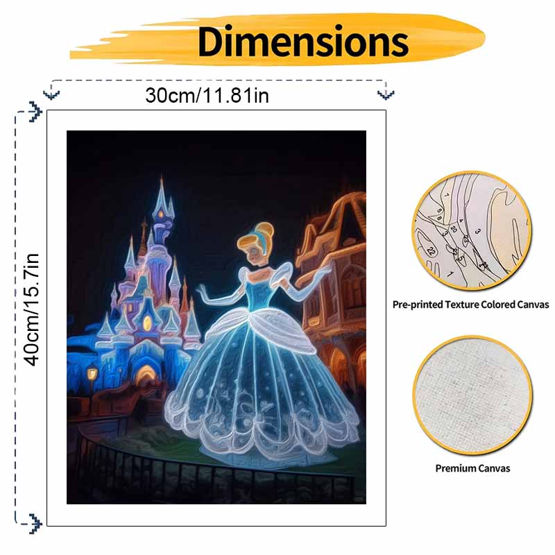 Disney Cinderella castle night view oil painting digital painting art kit handmade diy painting home decoration gift