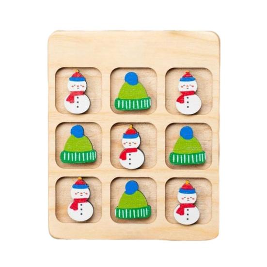 Christmas Wooden Board Game Santa Snowman Reindeer Tree Pieces 2 Player Mini Chess Board Puzzle Toy Party Classical Strategic Tabletop Game