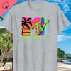 MTV Beach Island Logo Retro Graphic Cotton T-shirt M-T-V Sunset Palm Tree Print Top Unisex Graphic T Shirts