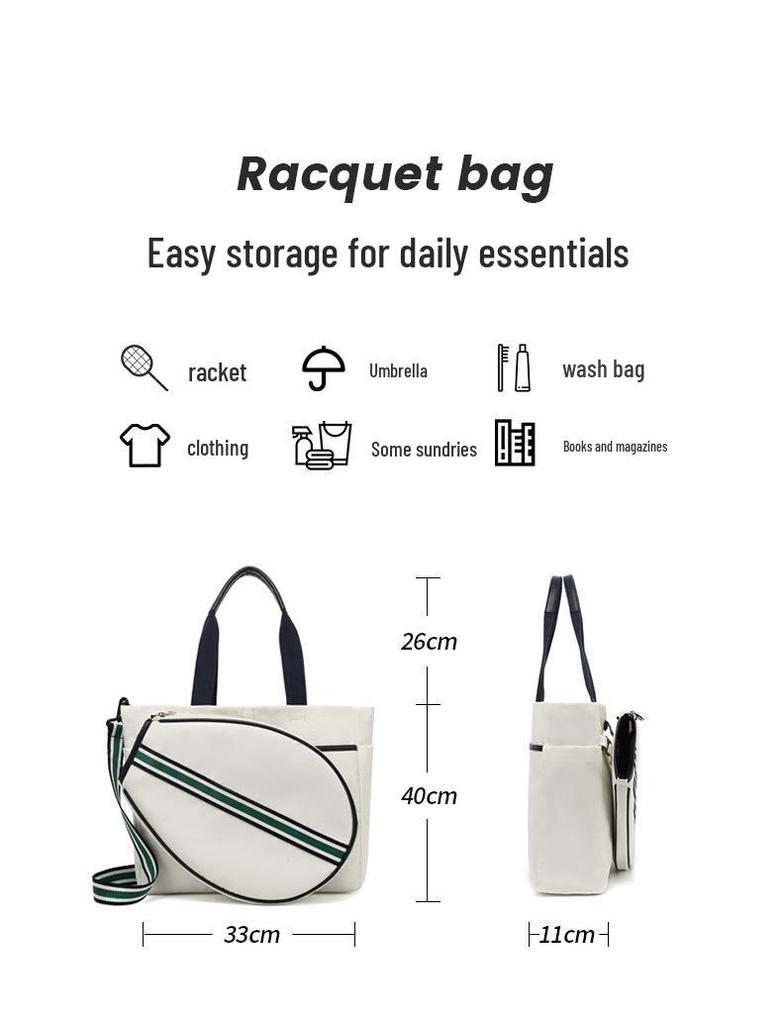 Canvas Striped Tennis Tote: Fashionable Ladies' Crossbody Handbag & Beach Sports Bag