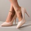 Elegant Nude Patent Leather High Heels for Women Sexy Pointed Toe Stiletto Heel Pumps Woman Plus Size Fashion Dress Party Shoes