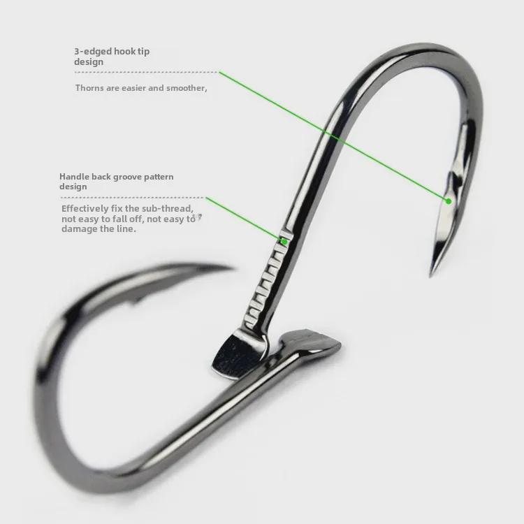 Рыболовный крючок Ise Ni с толстым двойным желобком и зазубринами - большой/гигантский размер