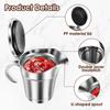 450ML Sauce Dispenser Double Insulated Sauce Gravy Boat Stainless Steel Vinaigrette Pot with Hinged Lid for Restaurant Household