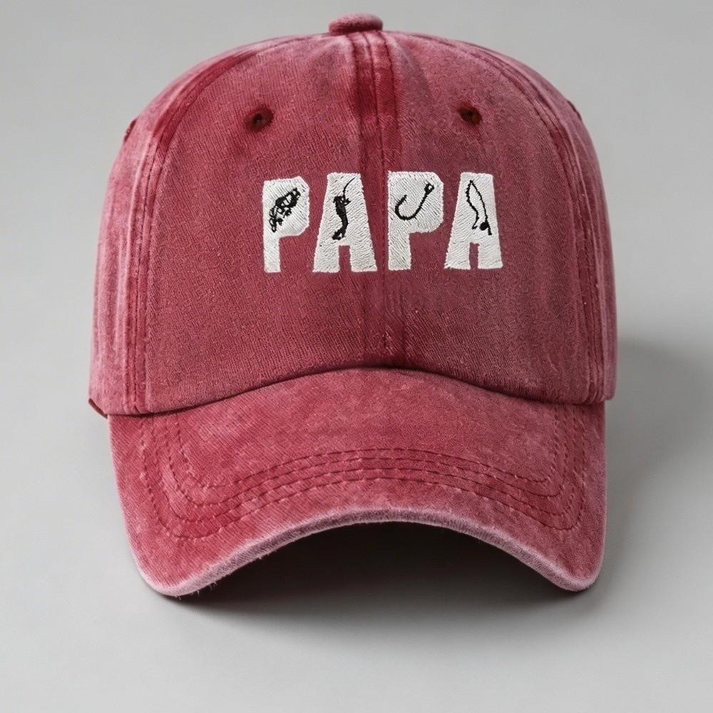 Adjustable Dad Hat PAPA Letter Embroidery Fishing Sun Hat FashionVintage Fishing Hook Hat For Dad