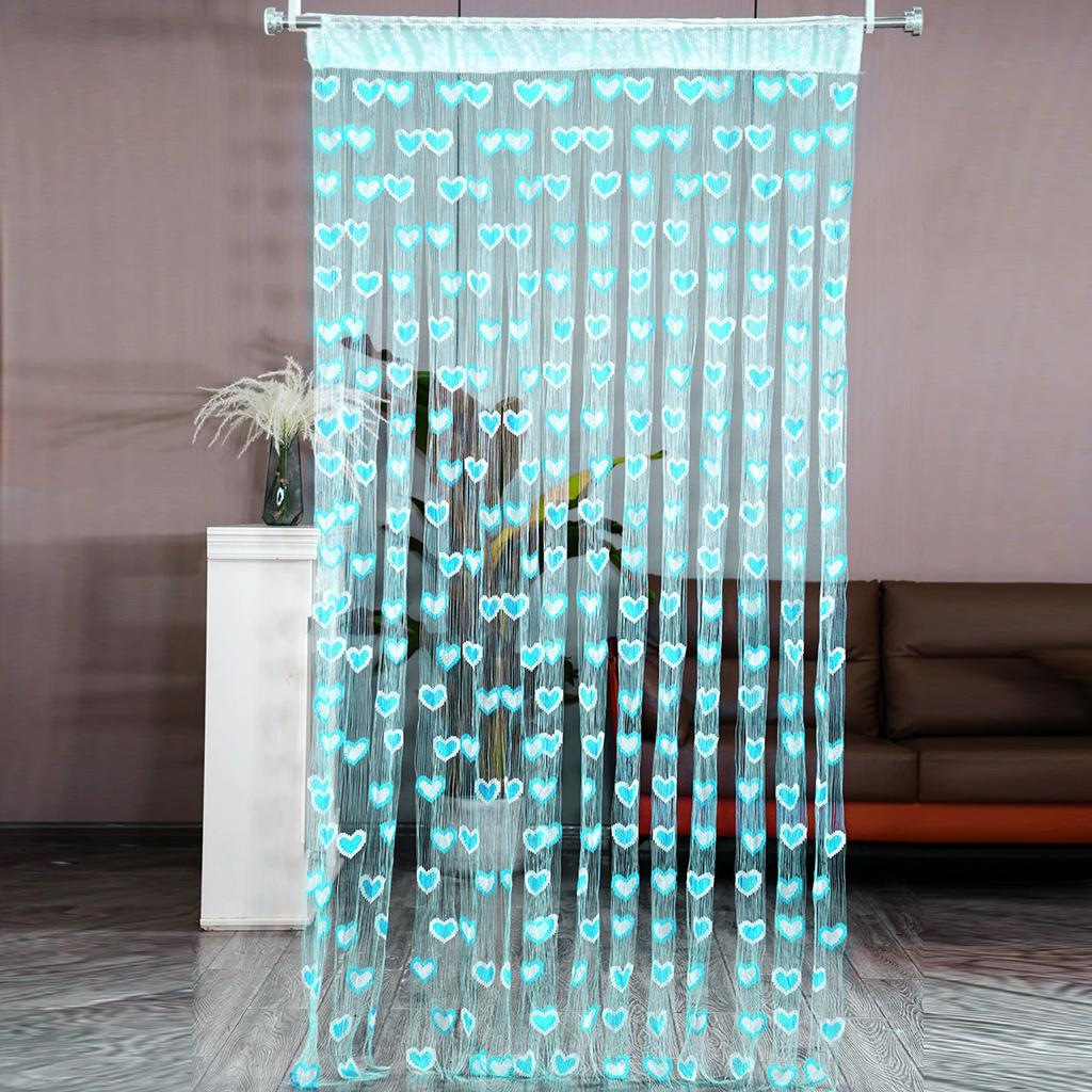 100*200см Кисточка Двухцветная Штора в форме сердца Романтичная Любящее сердце Струнная Полупрозрачная штора для дома Гостиная Спальня Штора