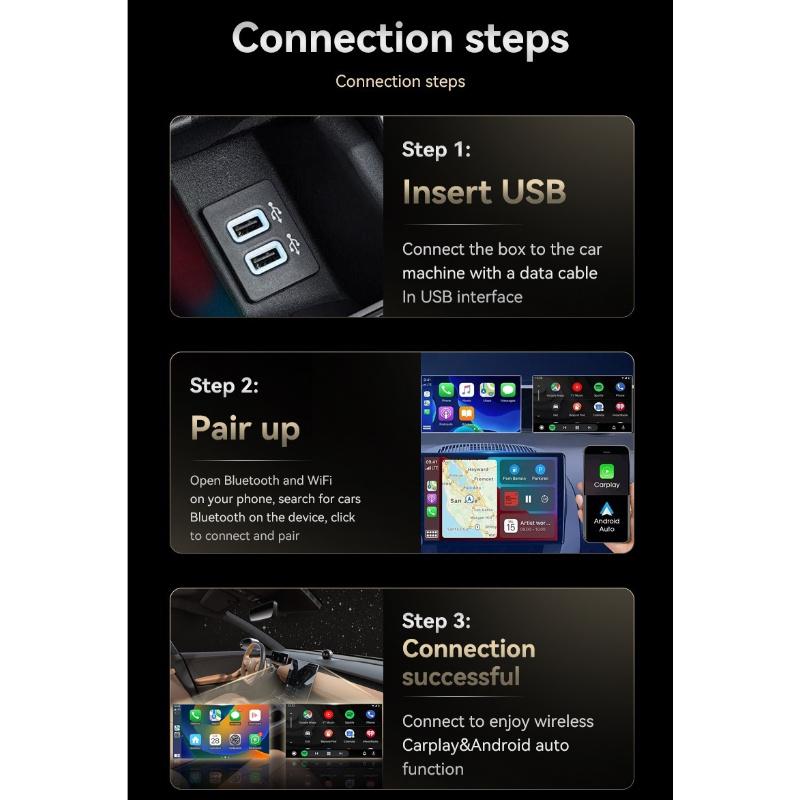 2IN1 Wireless Carplay Adapter Wired To Wireless Carplay Adapter with Car Clock for OEM Car Navigation System Plug & Play