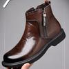 Fashion Men's Leather Ankle Boots for Men Autumn Winter Velvet Warm Men Chelsea High-top Boots Designer Casual Man's Dress Shoes
