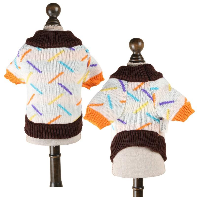 Colorful Frosting Knit Pet Sweater With Ribbed Warm Soft Dog Cat Pullover Winter