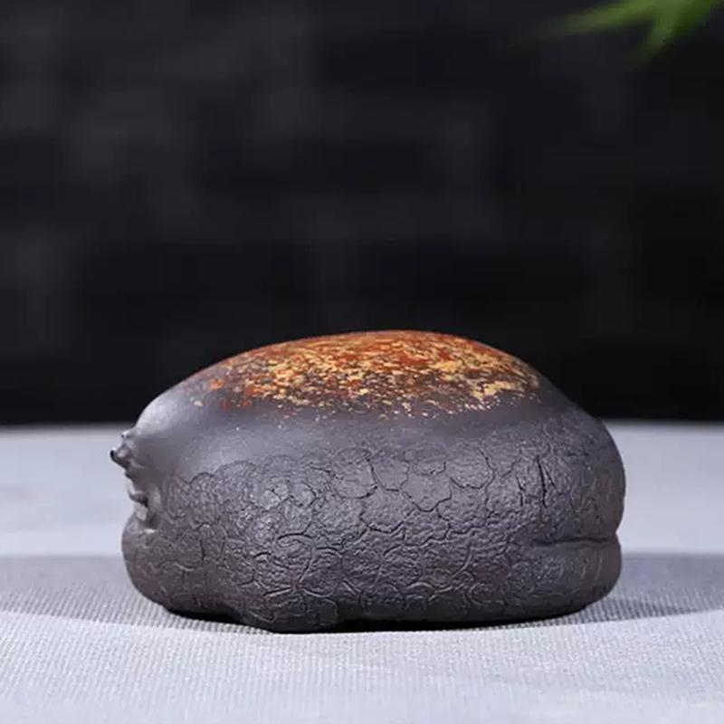 Трехлапая жаба из фиолетовой глины, чайный питомец, украшения, статуэтка животного ручной работы, чайная фигурка, поделки, скульптура, украшение для чайного набора, подарки