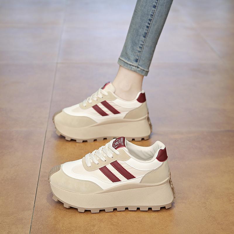 Мода CRLAYDK Мода Женские Нескользящие Туфли на Платформе для Ходьбы Повседневные Кроссовки для Увеличения Роста Удобные На Шнуровке Стильные Теннисные