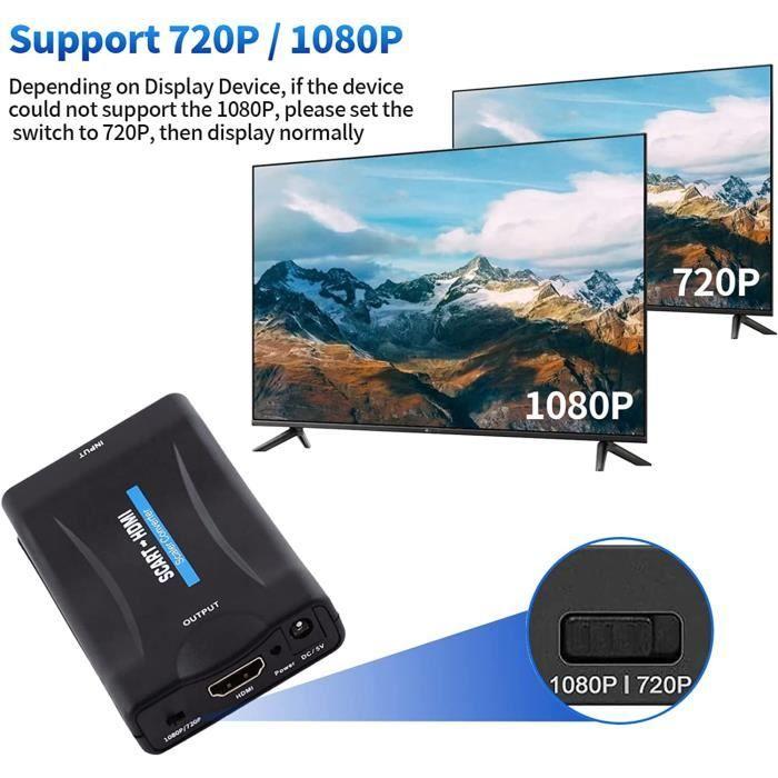 Adaptateur Peritel HDMIConvertisseur 1080P SCART vers HDMI Convertisseur Péritel vers HDMISupport Projecteur de Moniteur HDTV [W47]