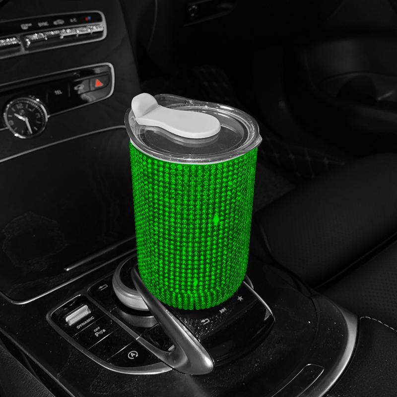 Автомобильная хрустальная кружка для напитков из нержавеющей стали с крышкой, соломенная бутылка для воды с блестками и бриллиантами, автомобильная кофейная кружка