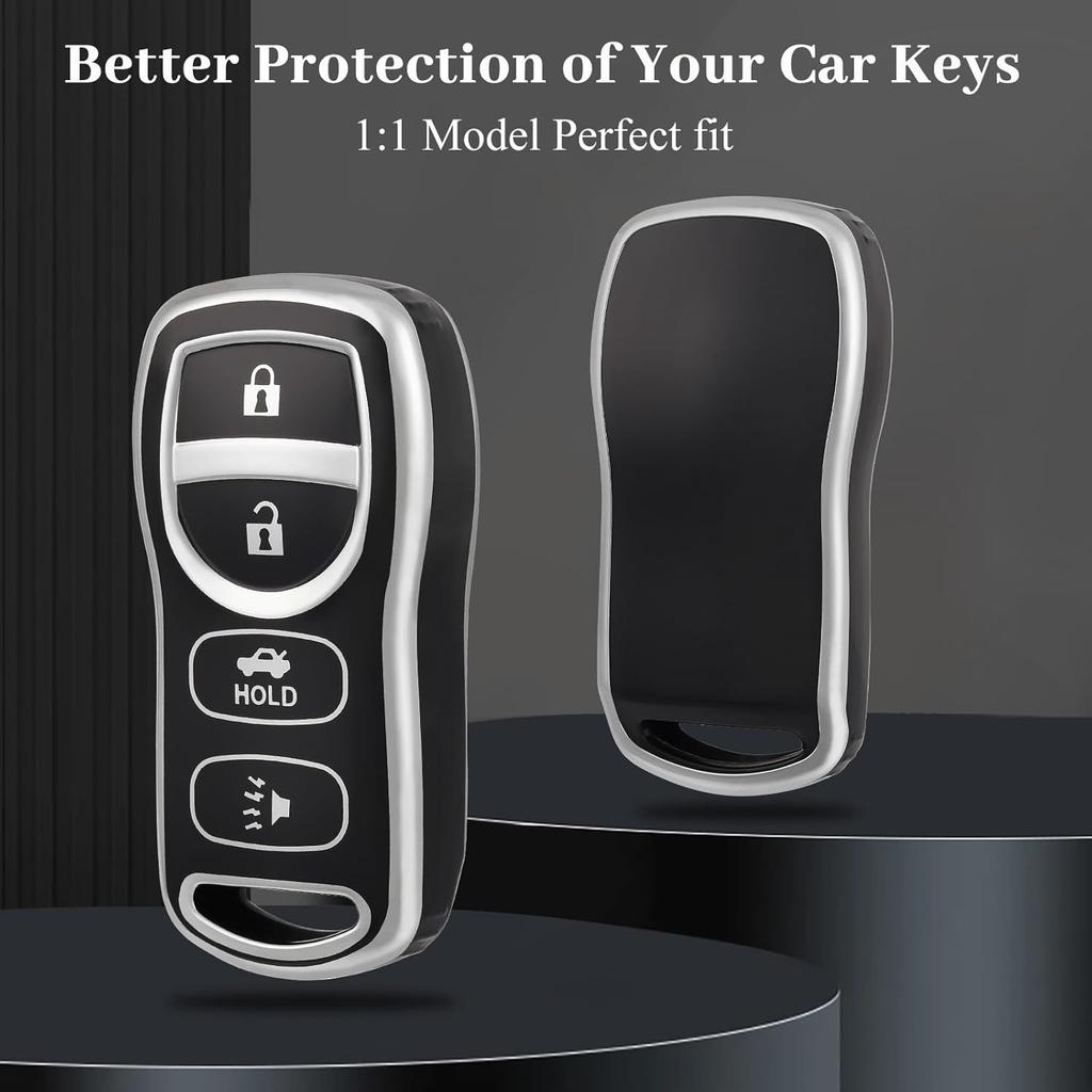 for Nissan Key Fob Cover, TPU Key Fob Case Fit for Nissan Xterra Titan 350Z Quest Altima Maxima Murano Armada Sentra Versa Infiniti QX56 FX35 FX45