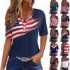 Women's T Shirt Tee Independence Day Print Button Short Sleeve Daily Weekend Fashion Basic V- Neck Regular Top
