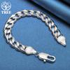 925 Sterling Silver 12mm Side Chain Geometry Many Ring Bracelet Jewelry
