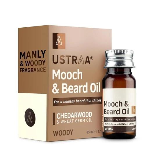 Ustraa Woody Mooch and Beard Oil - 35ml - Shine, Nourishment & Pleasant Fragrance for Beard | No Paraben