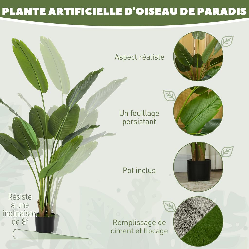 Indoor artificial plant 160 cm, artificial tree with plastic pot and flocked soil, green