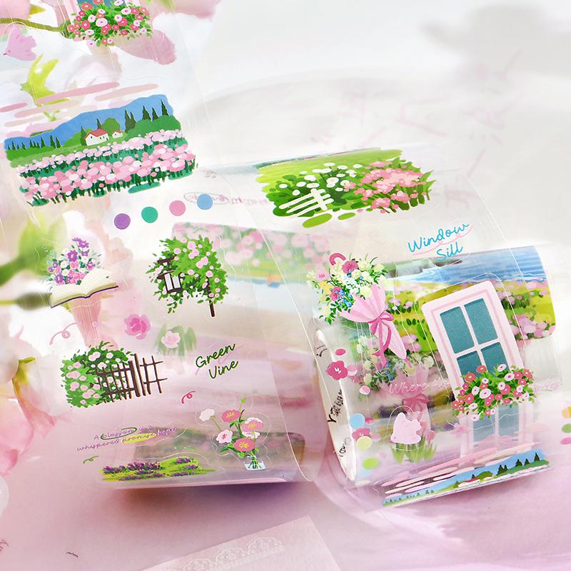 50mm * 3m Kawaii Flower Landscape Die Cutting Tape Decor Journal Supplies DIY Scrapbook Aesthetics Stationery