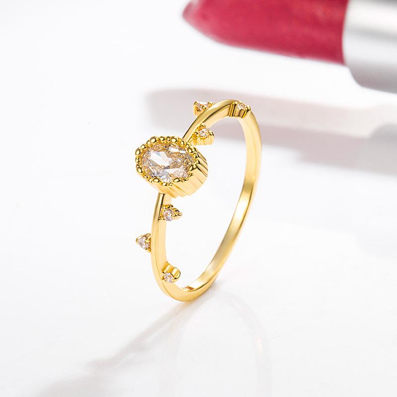 Lindon Classic Copper Alloy Zircon Ring Ladies Jewelry Wedding Promise Party Gift