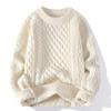 Men's Autumn/Winter Casual Twisted Sweater - Light Mature Style, Solid Color, Round Neck Pullover