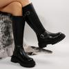 Black Long Boots Women 2024 Winter Women's Boots Round Toe Platform Ladies Knee Boots Simple Versatile Casual High Barrel Boots